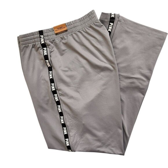 Victoria's Secret PINK Active High Waist Wide Leg Track Pants Sweatpants Gray XL - Picture 1 of 13